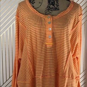 Free People Button Scoop Neck Longsleeve Top